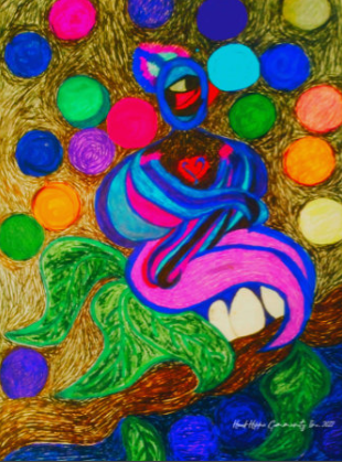 "Cosmic Love" Abstract Throw Pillow by Hood-Hippie Community"