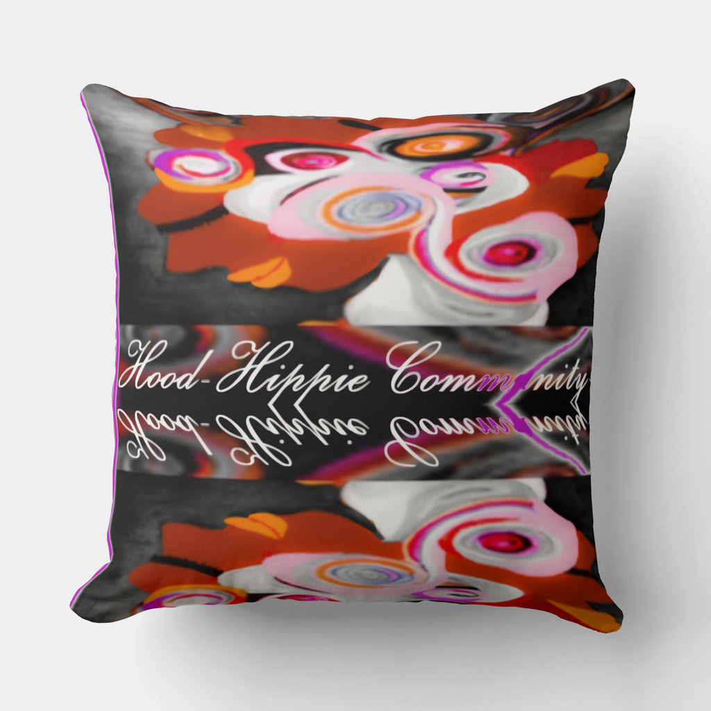 'Hood-Hippie Community' Throw Pillow
